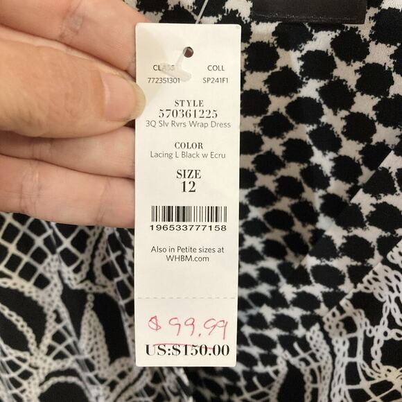 White House Black Market Reversible Wrap Dress Sz 12 New 2 In 1 Stretch 3/4 - Picture 6 of 9